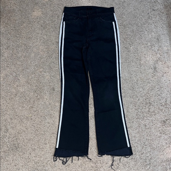 MOTHER The Insider Crop Step Fray Raw Hem Jeans Guilty Racer Black 26 - Picture 4 of 11